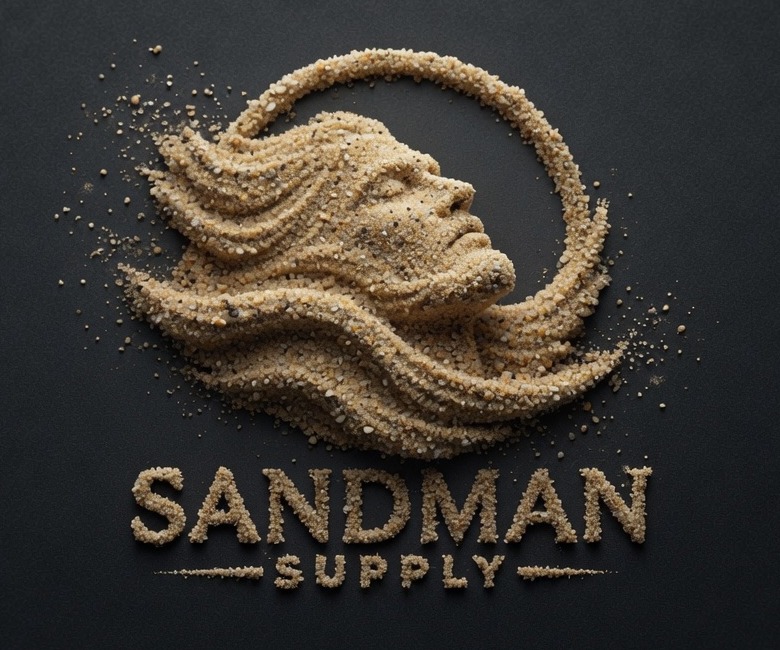 Sandman Supply — sand-sculpted logo